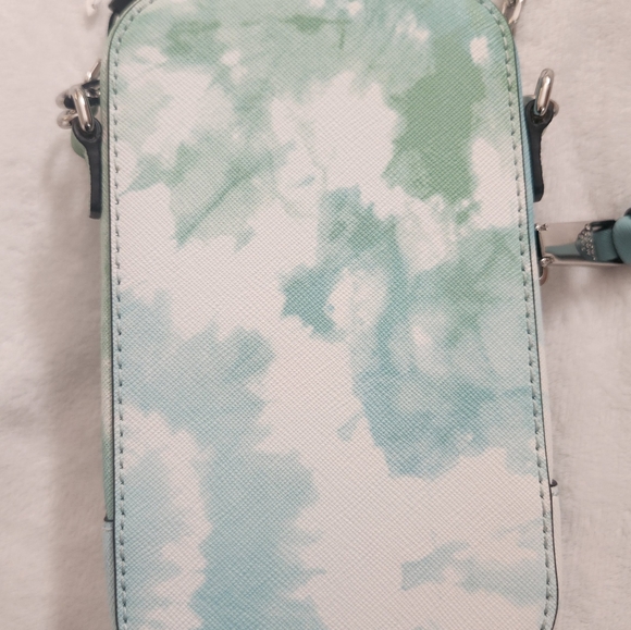 Marc Jacobs Hot Shot Leather Crossbody Bag Silver Chain Tie Dye Blue Multi NWT - Picture 9 of 13